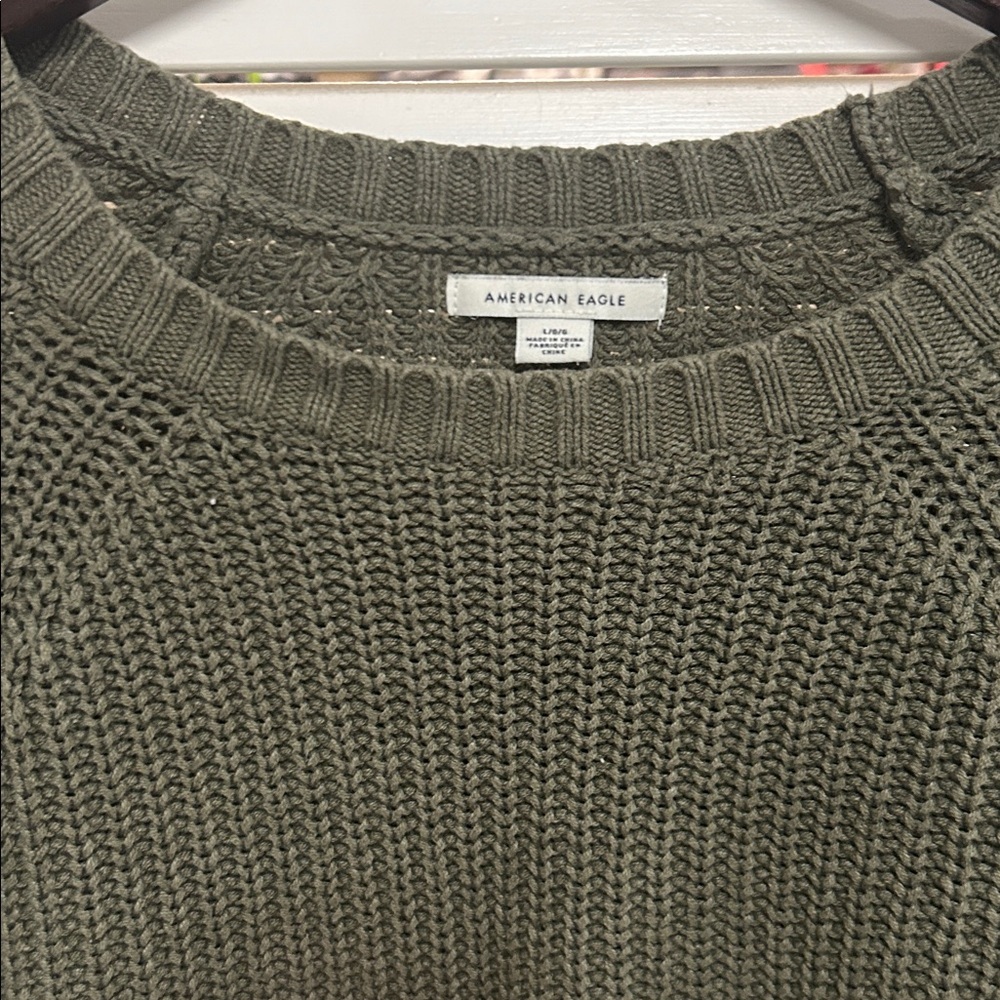 American Eagle Outfitters Army Green Boxy Knit Sweater - Picture 2 of 4